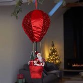 Three Kings Hanging Decor Three Kings Santa's Hot Air Balloon Ruby Sequinned